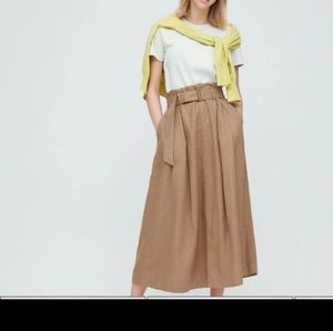 Uniqlo belted rayon long skirt